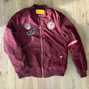 Supernova Burgundy Bomber Jacket Patches MA1 Style Men’s M
